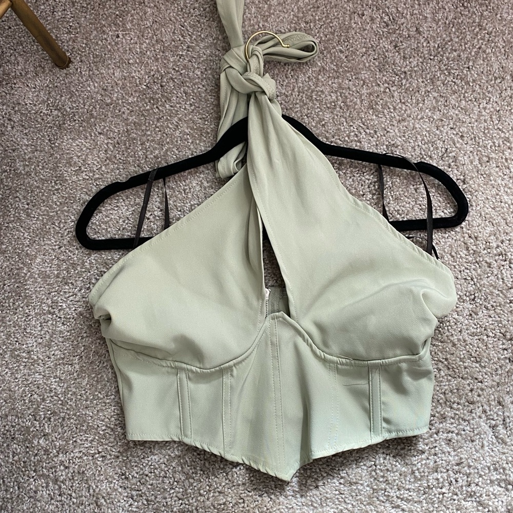 Light Green Halter Neck Top